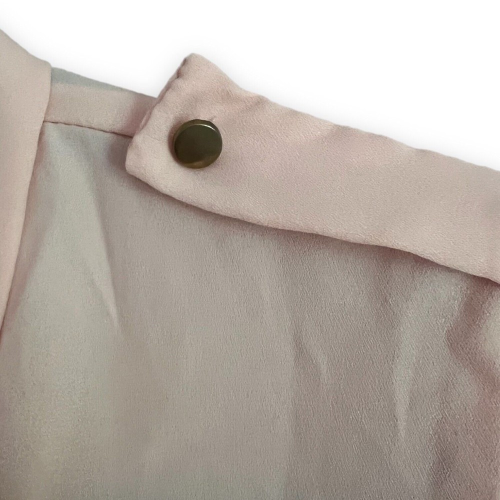 Women's Wrap Top Blouse Pink Chiffon Sheer Draped Open Front Shirt Medium M - Picture 11 of 12